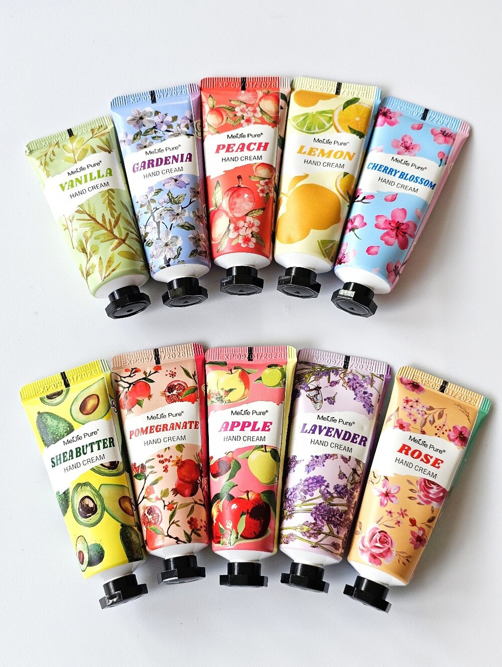 MeJie Pure Hand Cream Set 10 Pc Assorted Scents Moisturizing Travel Size Sealed